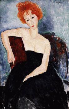 Amedeo Modigliani : ung Redhead in an Evening Dress